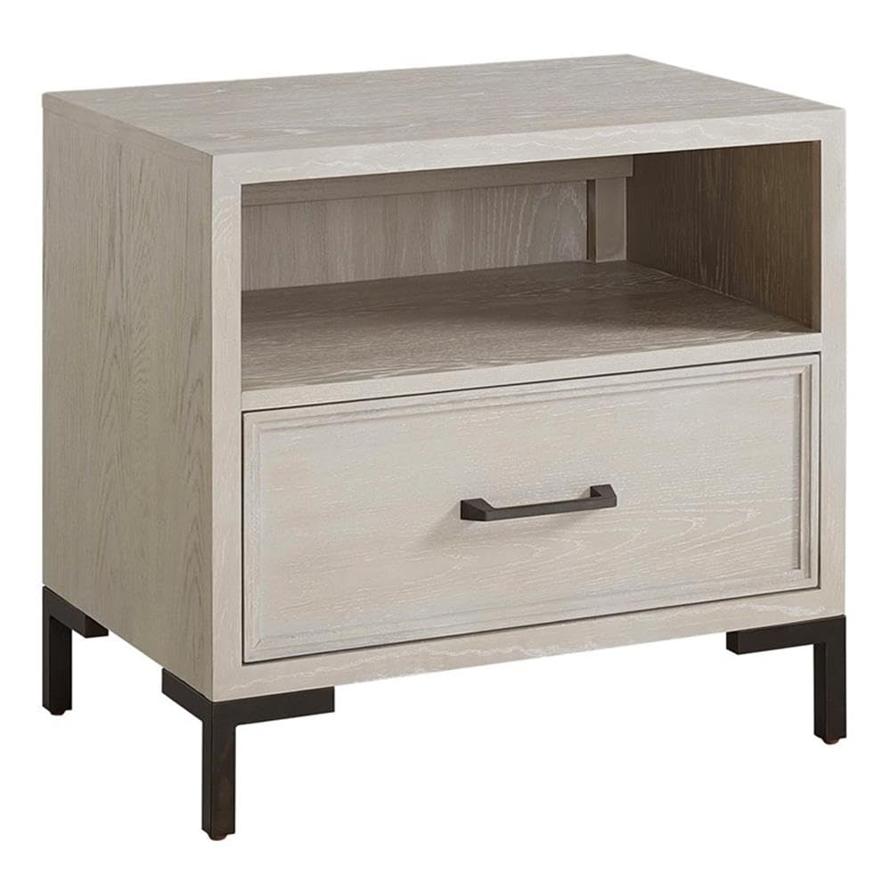 Alpine Furniture Bradley 1-Drawer Wood Nightstand With Shelf, Antique White