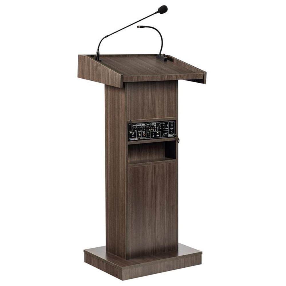 Oklahoma Sound Orator Series 40W Modern Wood Lecter in Ribbonwood Brown