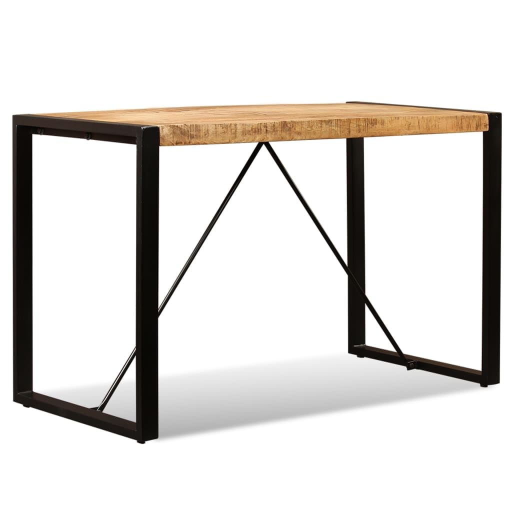vidaXL Industrial Dining Table with Stable Steel Legs and Polished Rough Mango Wood - Matte Finish - Easy Assembly - 47.2"