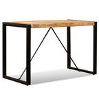 vidaXL Industrial Dining Table with Stable Steel Legs and Polished Rough Mango Wood - Matte Finish - Easy Assembly - 47.2"
