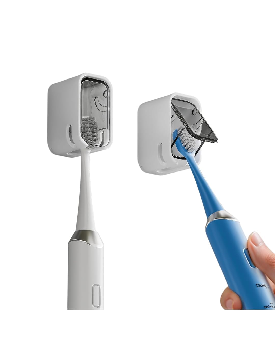 UTCLON Wall Mounted Toothbrush Holder with Lid, Pack of 2