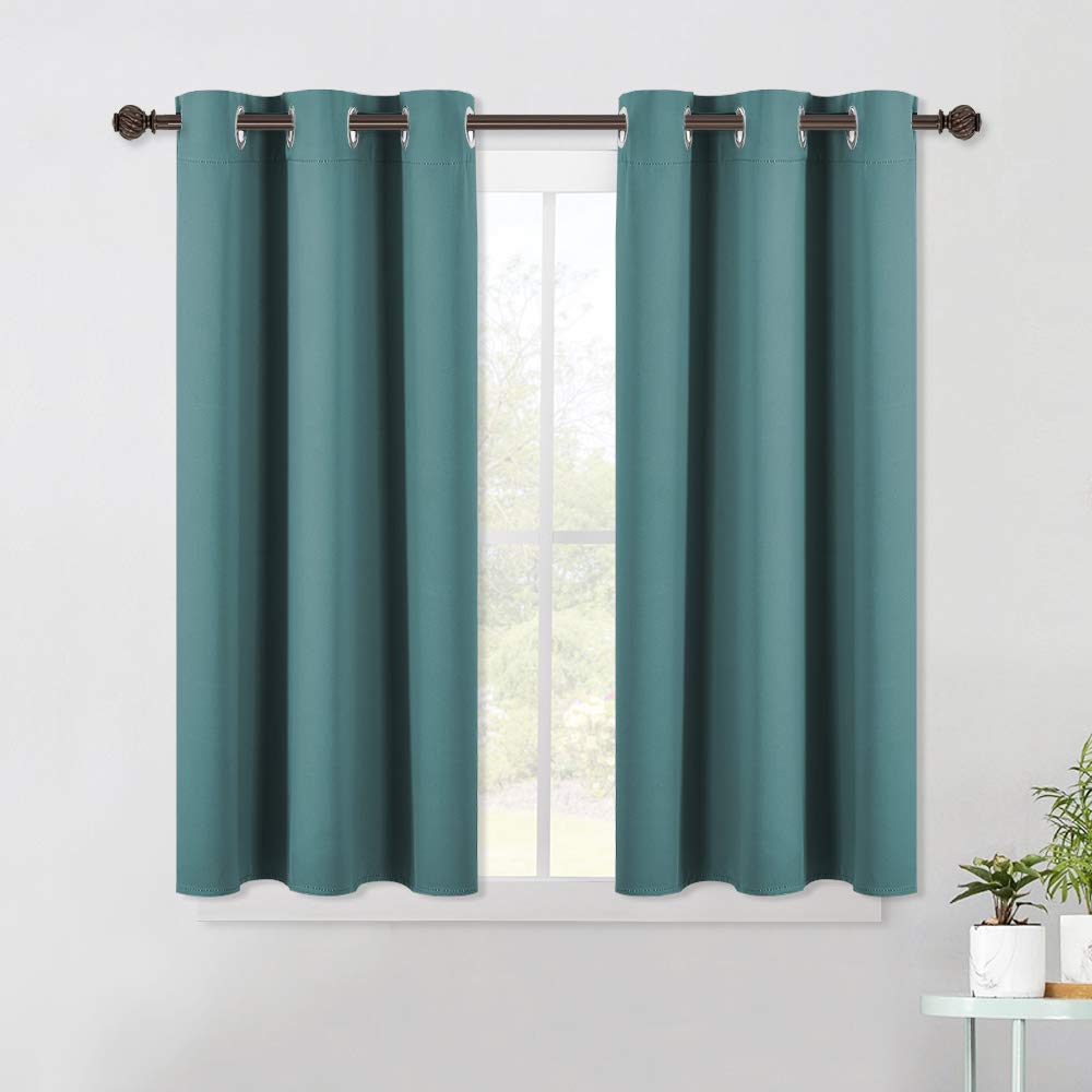 Nicetown Bedroom Curtain Panels Blackout Draperies, Thermal Insulated Solid Grommet Blackout Curtains/Drapes (Sea Teal, One Pair