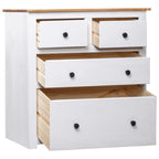 vidaXL Pinewood Sideboard Panama Range with 4 Drawers - White, 31.5"x15.7"x32.7" - Scandinavian Style Wooden Cabinet