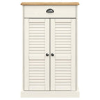 vidaXL White Shoe Cabinet with Doors - Solid Pine Wood Shoe Storage with 2 Shelves, 1 Drawer, Metal Handles, and Shutter Design - Dimensions 23.6" x 13.8" x 37.8" for Entryway or Bedroom