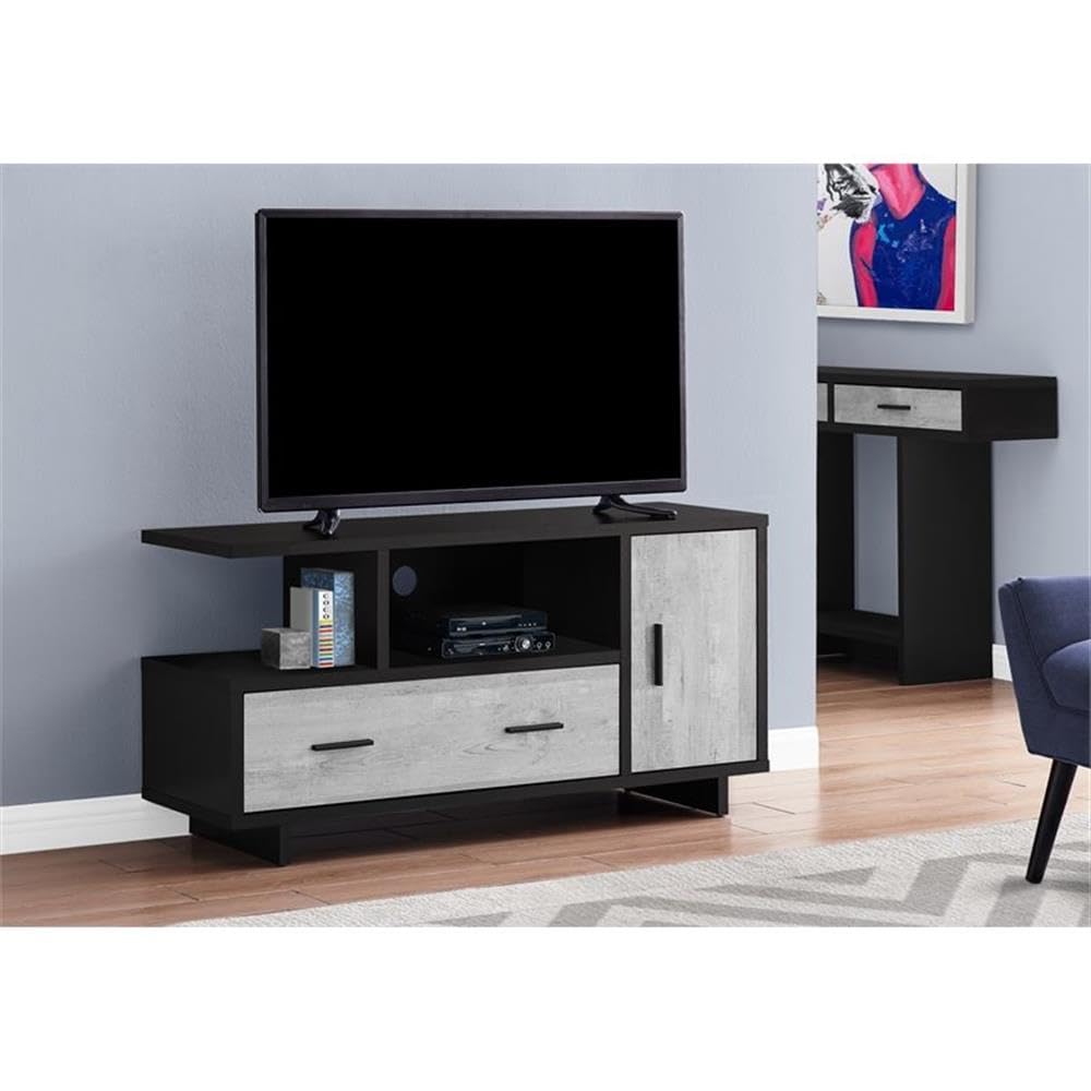 Monarch Specialties I STAND-48 L/Black/Grey Reclaimed Wood-Look TV Stand, gray