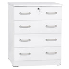 Better Home Products Cindy 4 Drawer Chest Wooden Dresser with Lock in White