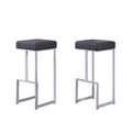 Best Master Furniture Dorrington Faux Leather Backless Bar Stool in Gray/Silver (Set of 2)
