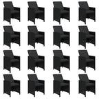 vidaXL Patio Dining Set 17 Piece with Cushions Garden Outdoor Terrace Balcony Table and Chair Seat Seating Furniture Black Poly Rattan