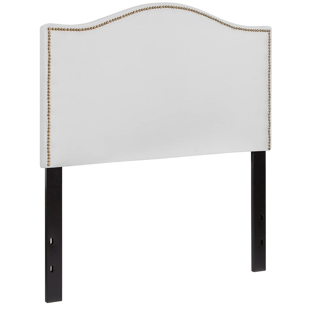 Flash Furniture Lexington Upholstered Twin Size Headboard With Accent Nail Trim In White Fabric