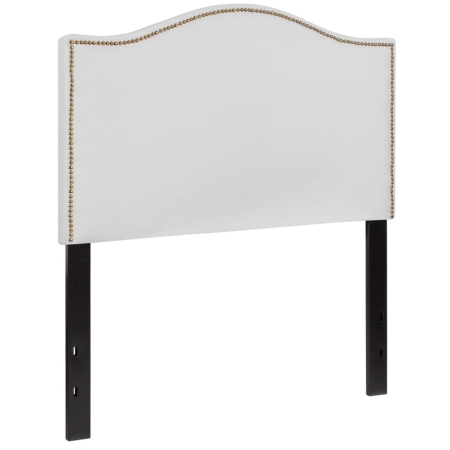 Flash Furniture Lexington Upholstered Twin Size Headboard With Accent Nail Trim In White Fabric