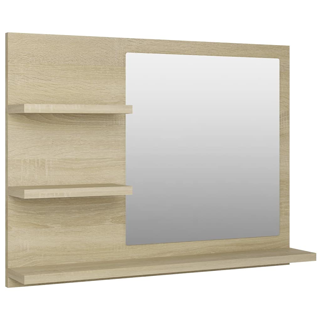 vidaXL Bathroom Mirror Home Hallway Bedroom Laundry Room Washroom Vanity Unit Wall Mirror Furniture Sonoma Oak 23.6&quot;x4.1&quot;x17.7&quot; Engineered Wood