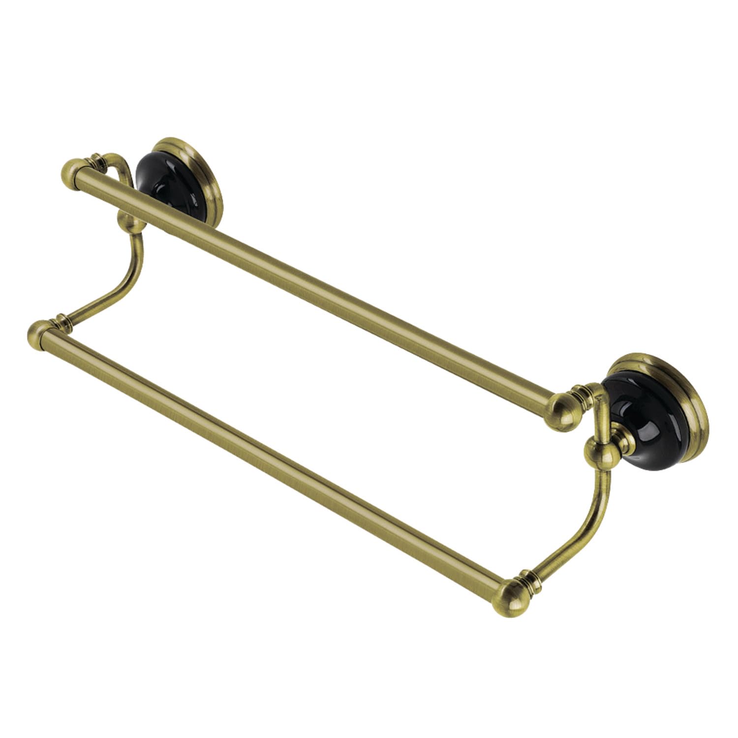 Kingston Brass BA91318AB Water Onyx Dual -Towel Bar, Antique Brass