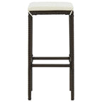 Bar Stools with Cushions,SKM Bar Stools with Cushions 4 pcs Brown Poly Rattan