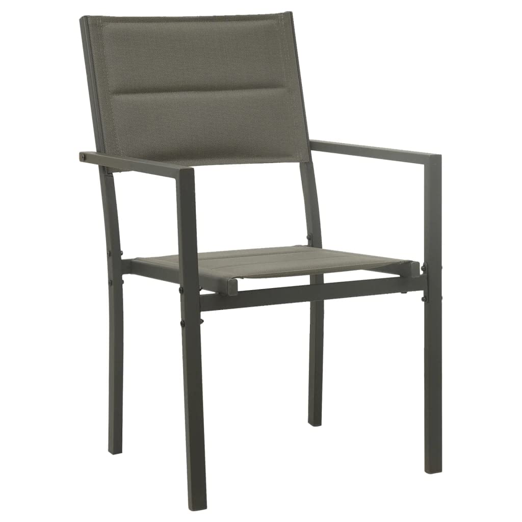 vidaXL Garden Chairs Set of 2 Textilene and Steel Grey and Anthracite