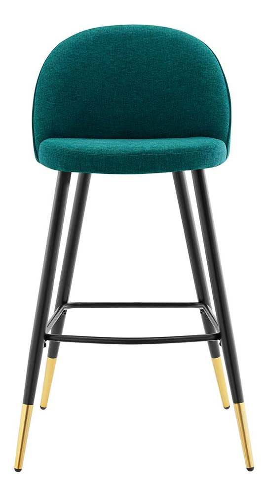 Modway Cordial Fabric Upholstered Dining Bar Stools in Teal - Set of 2