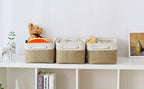 Thewarmhome Storage Basket For Organizing - 14X10X7 Inch Medium 3 Pack Collapsible Storage Bin For Shelves With Handles, Canves