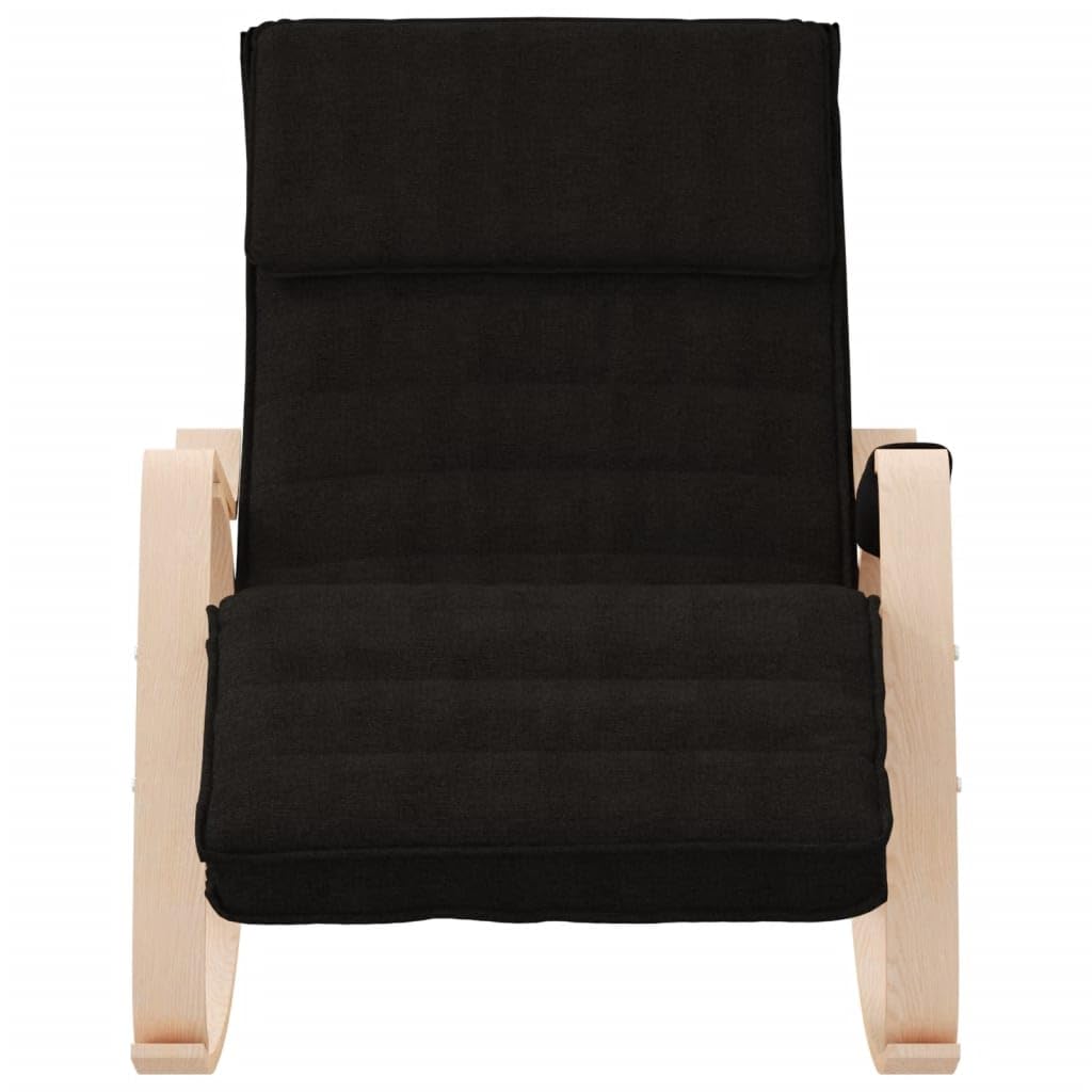vidaXL Modern Style Rocking Chair with Gentle Rocking Function, Superior Comfort Seat, Breathable Black Fabric