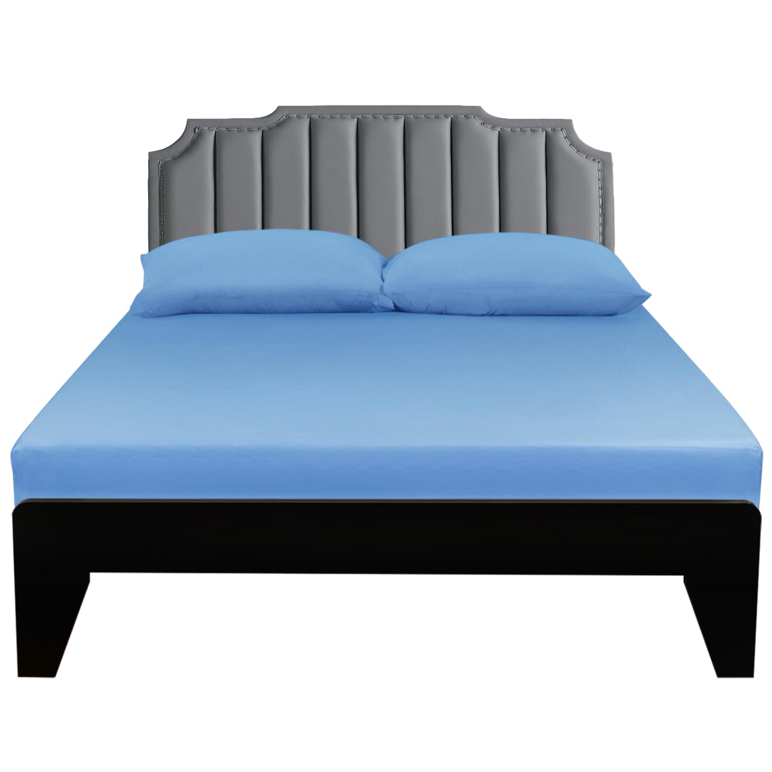 Lirex Fitted Sheet, King Size 100% Egyptian Cotton 300 Thread Count Soft Breathable Fitted Sheet, 200x200cm, Sky Blue