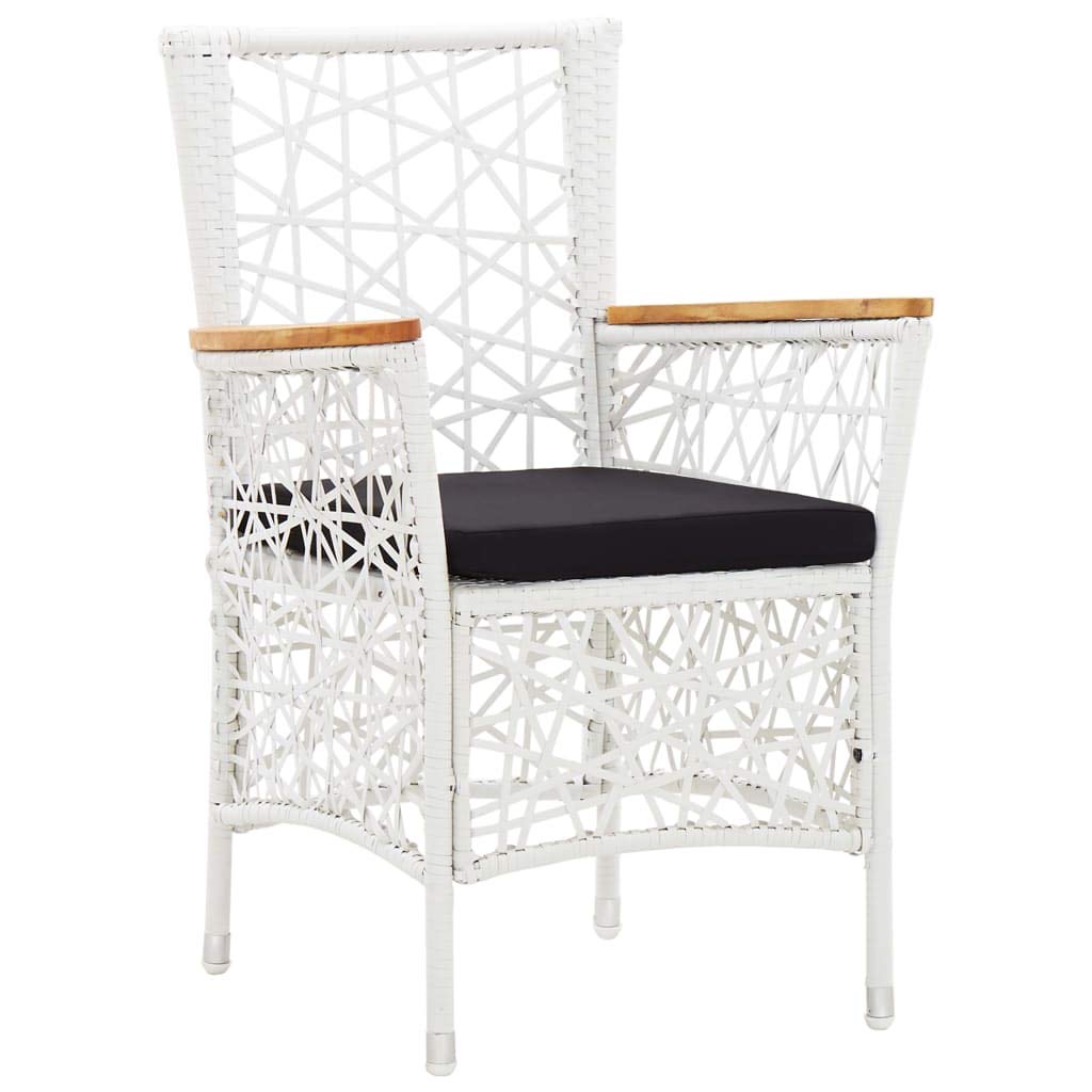 7 Piece Patio Dining Set Poly Rattan White