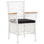 7 Piece Patio Dining Set Poly Rattan White