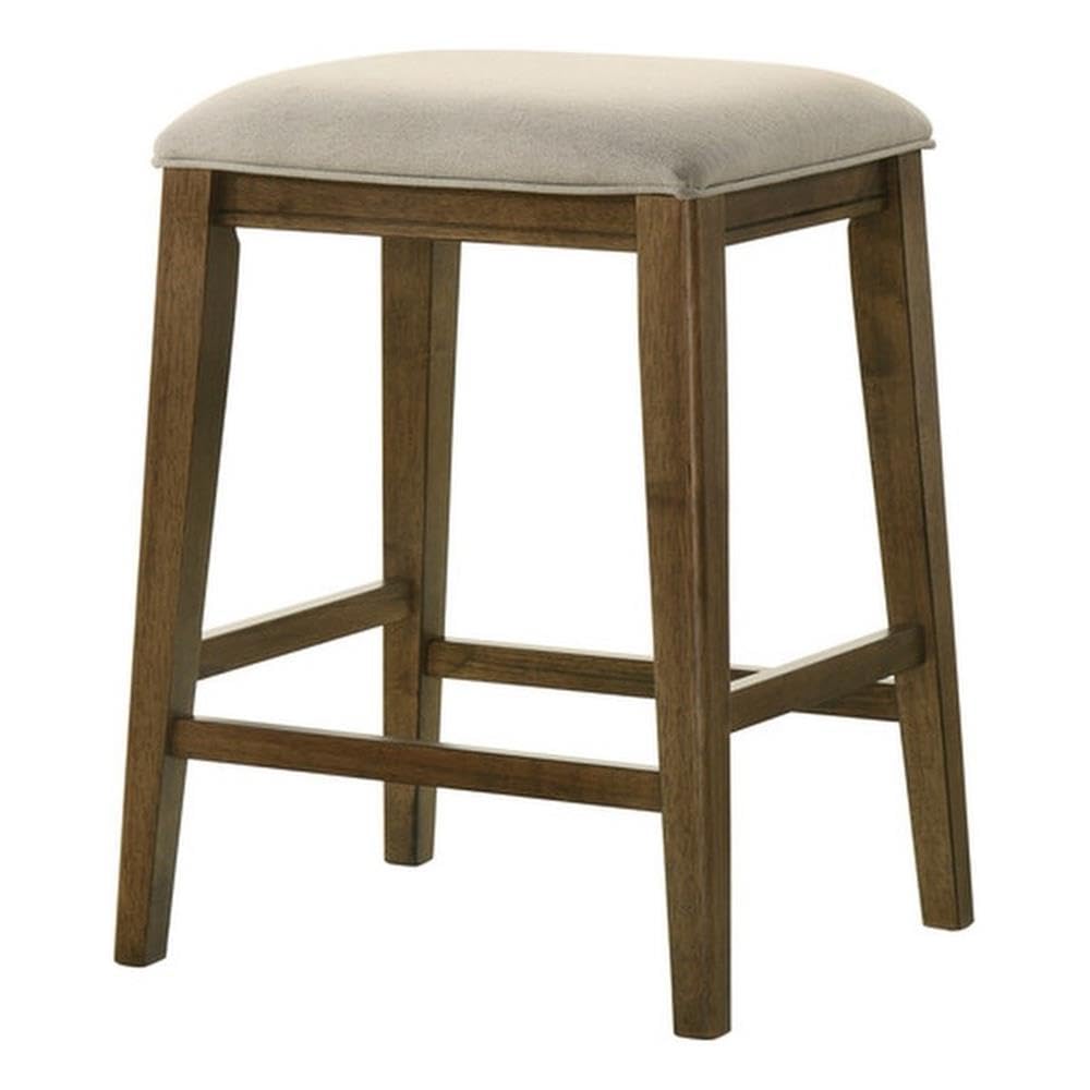 LILOLA LIVING Sasha Walnut Counter Height Stool with Upholstered Seat