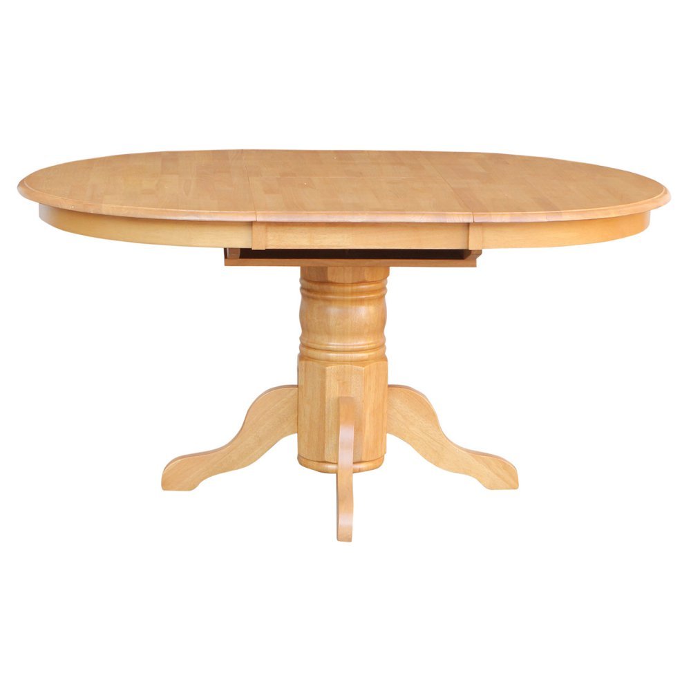 East West Furniture AVT-OAK-TP Avon Modern Kitchen Table - an Oval Dining Table Top with Butterfly Leaf & Pedestal Base, 42x60 Inch, Oak