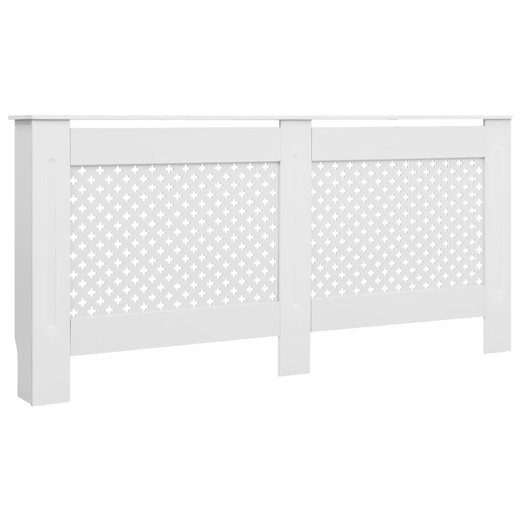 vidaXL Radiator Cover 67.7&quot;x7.5&quot;x32.1&quot; - White MDF Heater Cover Cabinet with Modern Slatted Design and Extra Shelf Space, Easy Assembly