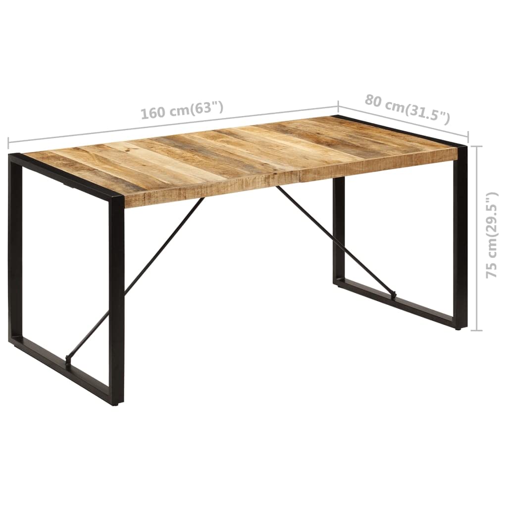 vidaXL Dining Table - Industrial-Style, Crafted from Solid Mango Wood and Powder-Coated Steel, Easy to Assemble, Brown and Black Finish, Perfect for Kitchen and Dining Room
