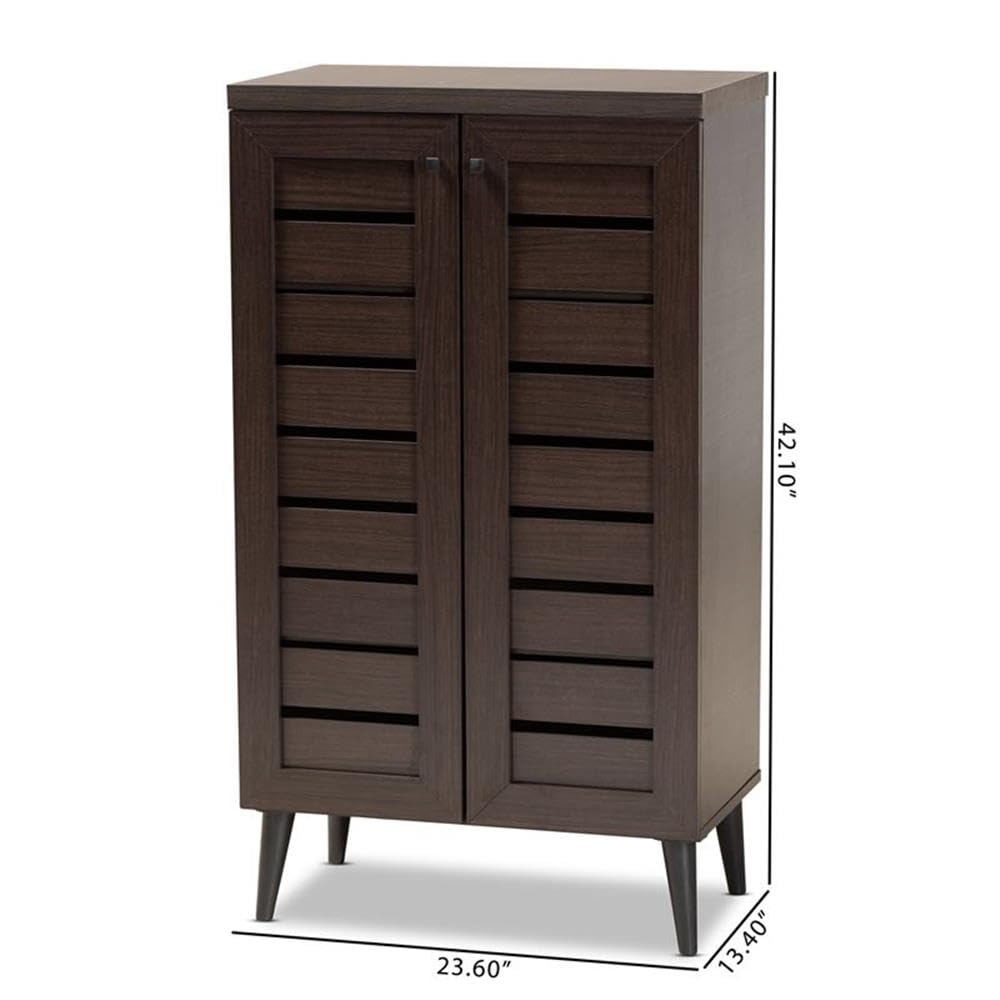 Baxton Studio Salma Modern and Contemporary Dark Brown Finished Wood 2-Door Shoe Storage Cabinet