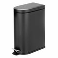 mDesign Small 2.6 Gallon/10 Liter Stainless Steel Metal Step Trash Can Garbage Bin for Bathroom, Bedroom, Home Office, DShape T