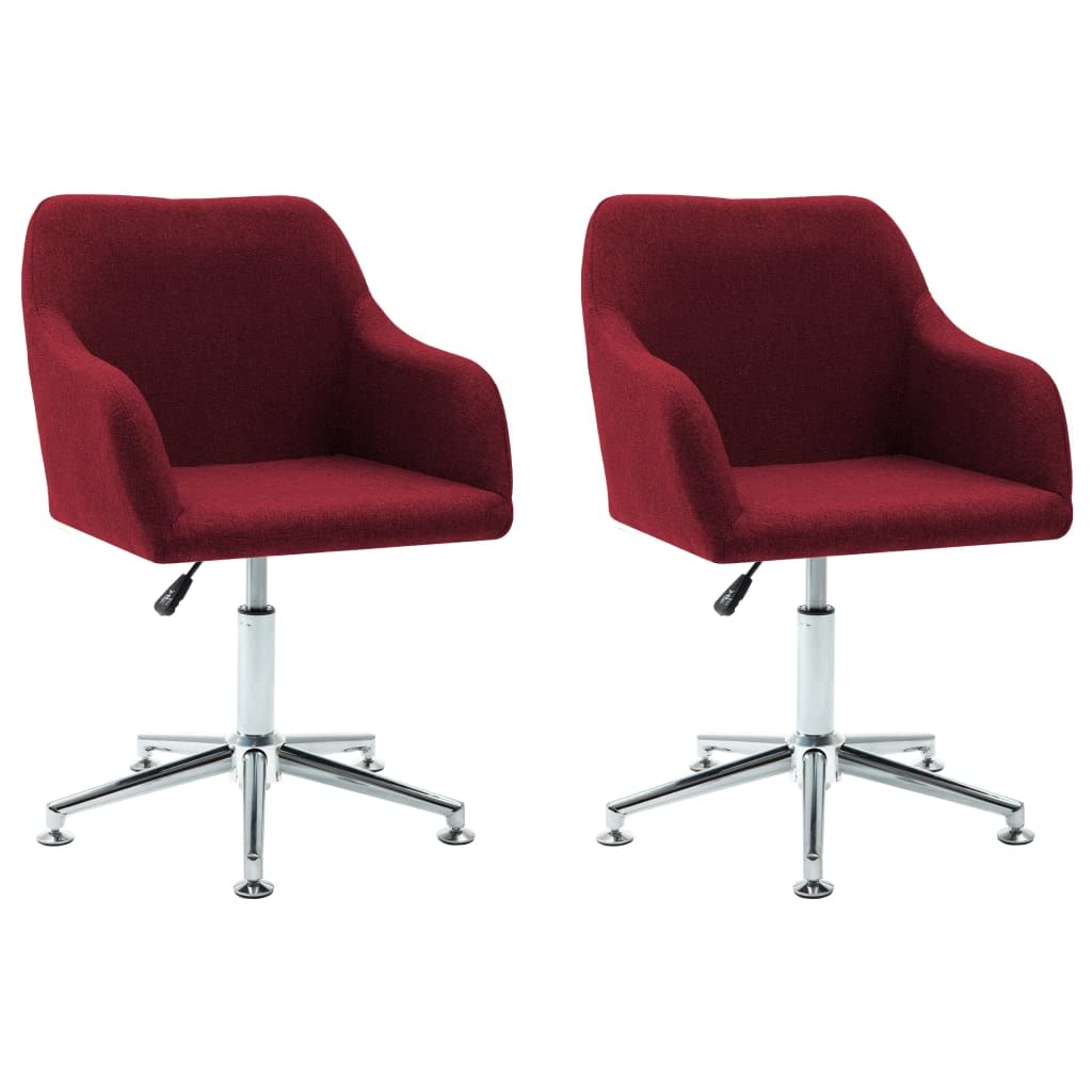 vidaXL Swivel Dining Chair Set in Wine Red Fabric - Contemporary and Adjustable Comfort - for Office, Living Room, Bedroom, Lounge