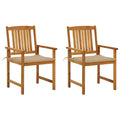vidaXL Outdoor Patio Chairs with Beige Cushions - Set of 2, Durable Solid Acacia Wood Construction with an Oil Finish - Perfect 