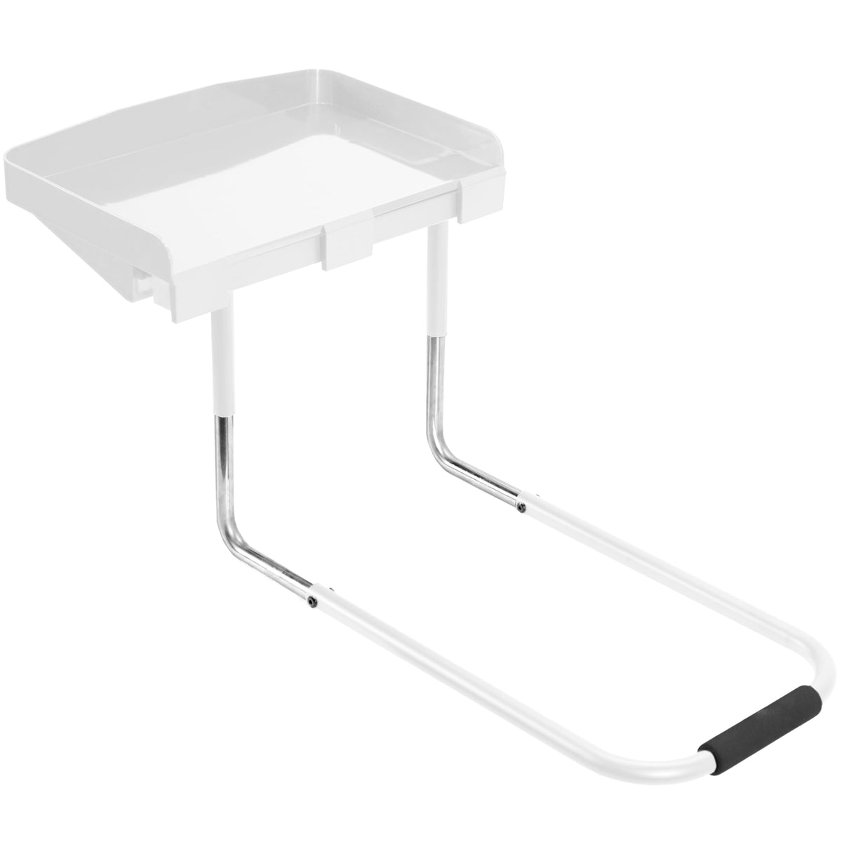 Height Adjustable Under Mattress 17 Inch Bedside Shelf, Works With Lofts And Beds Without Frames, Heavy Duty Storage Tray, Fits Laptops, Books, And Drinks, Nightstand Alternative, White