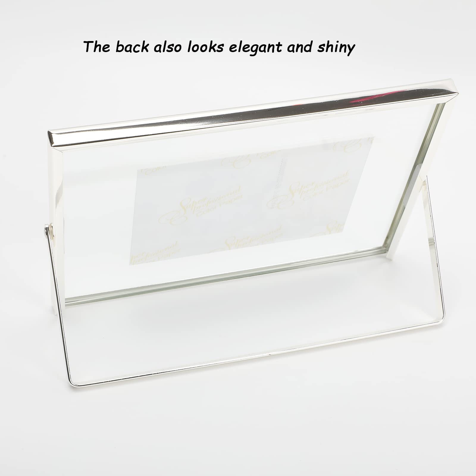 Ahago Silver Floating Frame (6''X8'', Horizontal), For Picture 5X7, 4X6, 3X5, Tabletop Shelf Photo Frame, Home Or Office Decor,