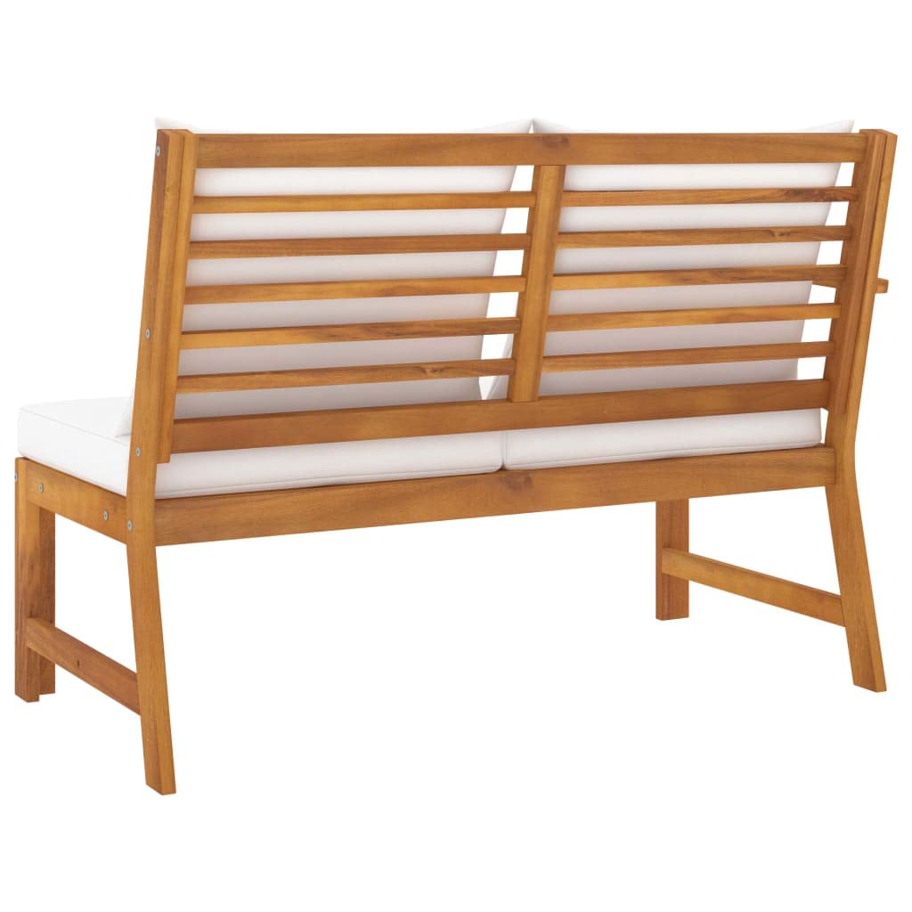 vidaXL Cream Cushioned Patio Bench 45.1", Solid Acacia Wood with Weather-Resistant Features and Easy-to-Clean Oil Finish