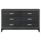 Acme Haiden 6 Drawers Wooden Dresser with Silver Accent Trim in Weathered Black