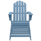 vidaXL Solid Fir Wood Adirondack Patio Chair with Detachable Ottoman, Weather-Resistant, Easy Maintenance, Comfortable Ergonomic Design, Stylish Blue