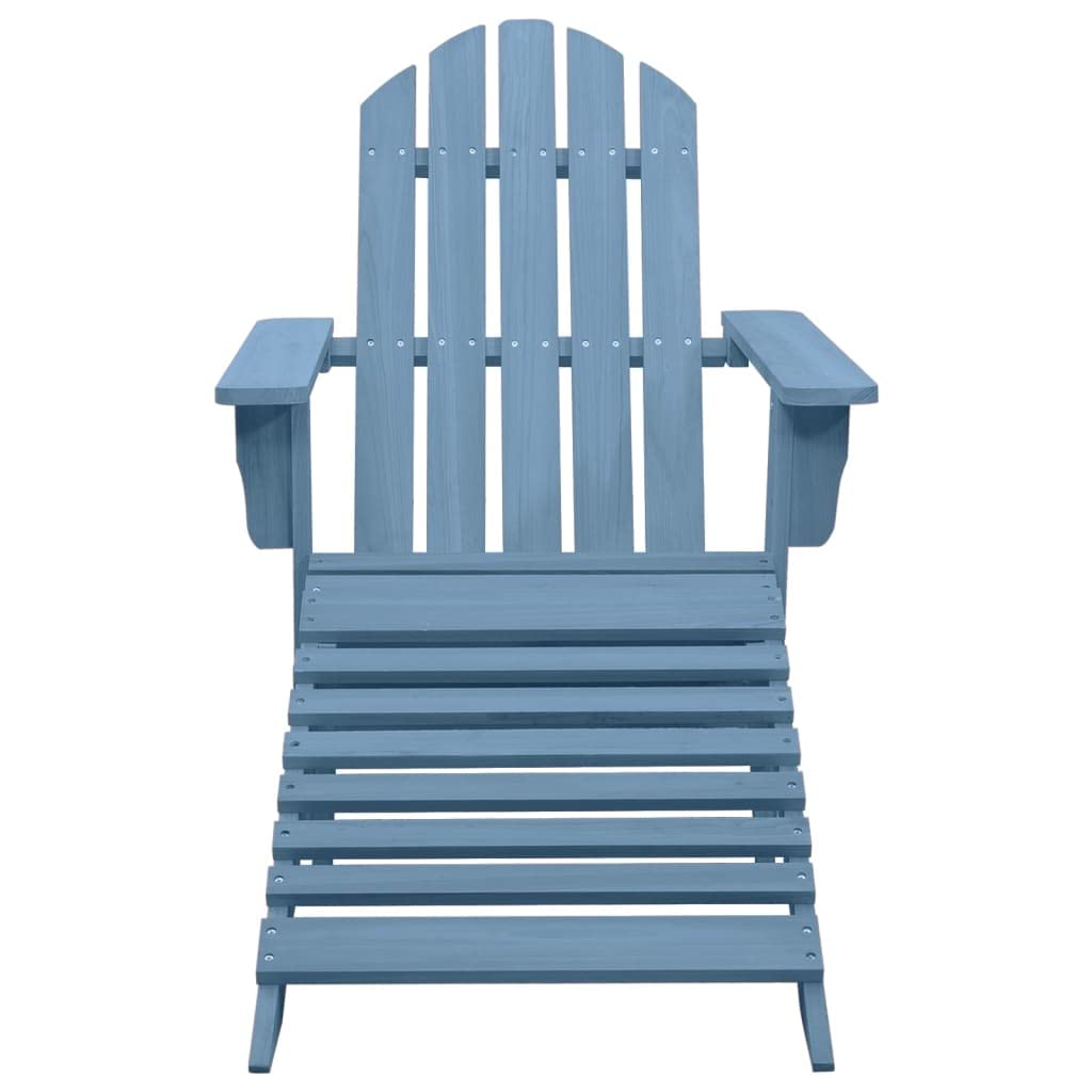 vidaXL Solid Fir Wood Adirondack Patio Chair with Detachable Ottoman, Weather-Resistant, Easy Maintenance, Comfortable Ergonomic Design, Stylish Blue