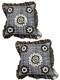 Fancy Handloom Raw Silk Embroidered Black Cushion Cover With Fringe Border On All Sides For Home Decoration (Size 16X16)Set O