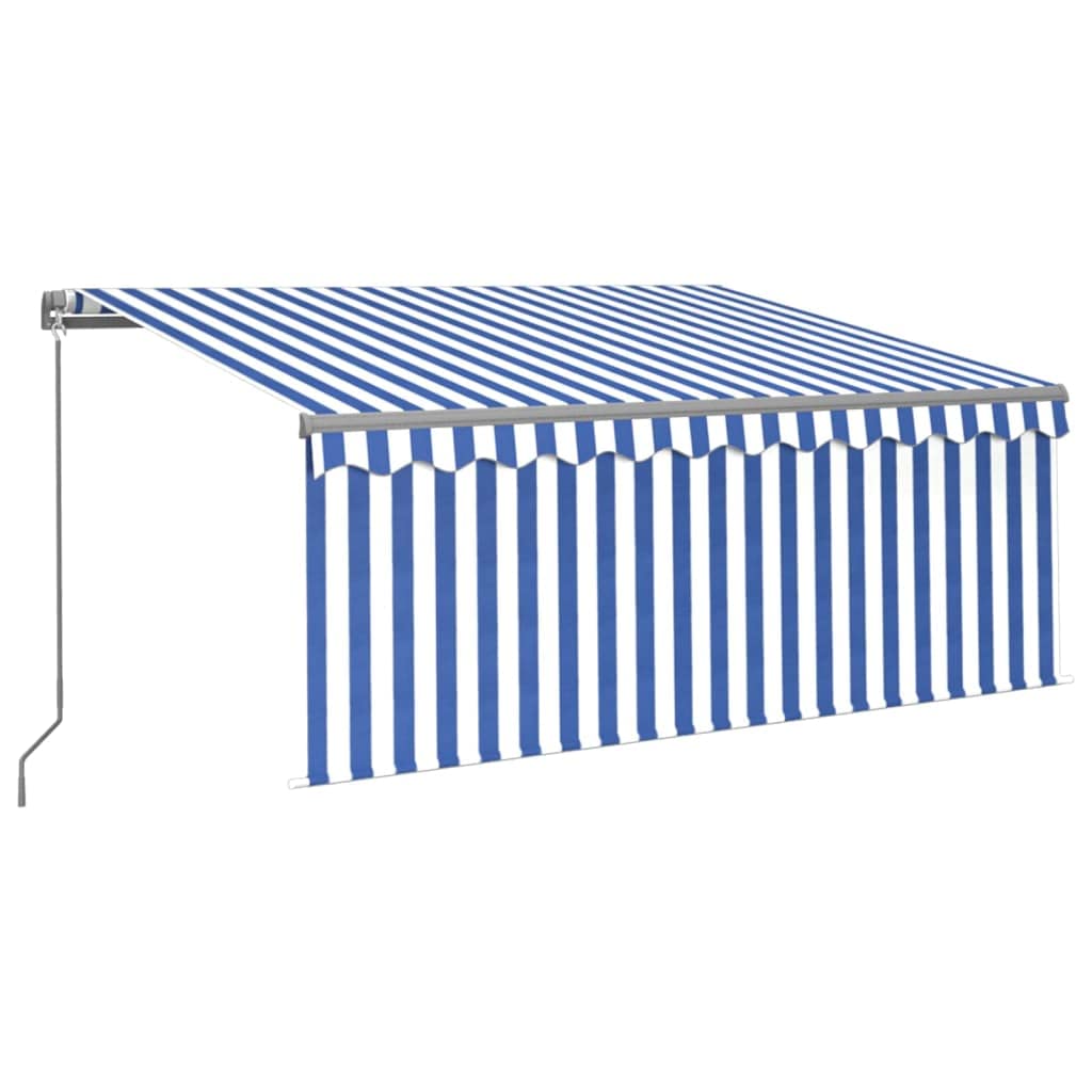 vidaXL Manual Retractable Outdoor Awning with Blind&LED - Weather-Resistant and Adjustable - 13.1' x 9.8' - Anthracite Aluminum 