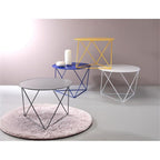 Acme Epidia Metal Accent Table with Round Top and Geometric Base in Gray
