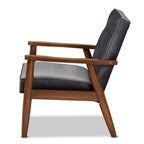 Baxton Studio Sorrento Mid-century Modern Grey Velvet Fabric Upholstered Walnut Finished Wooden Lounge Chair