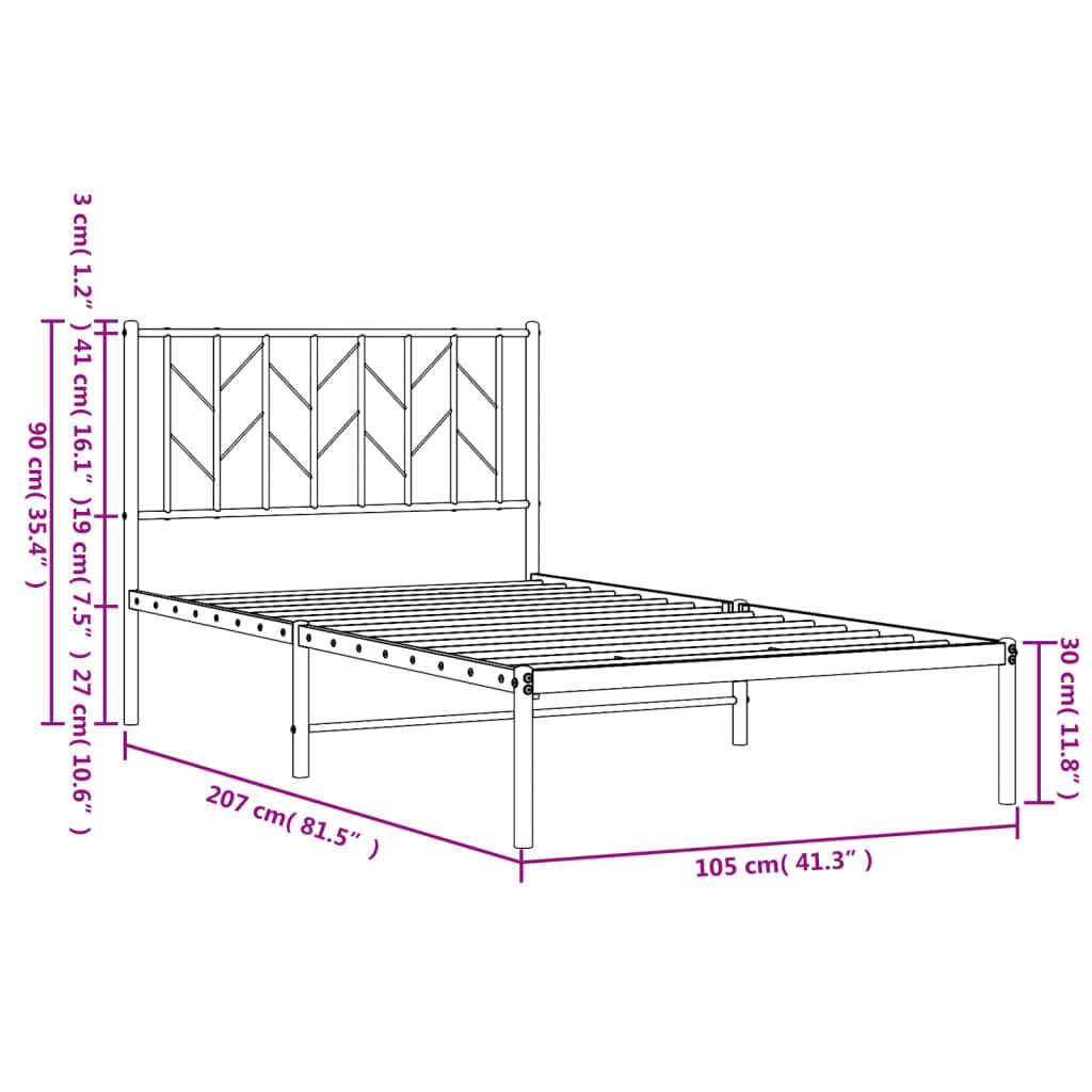 vidaXL Robust Steel Bed Frame with Headboard and Extra Storage Space - Full Size Classic White Mattress Foundation