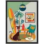 Sylvie MCM Dog Beach Home Framed Canvas by Rachel Lee
