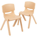 2 Pack Natural Plastic Stackable School Chair with 13.25 Seat Height