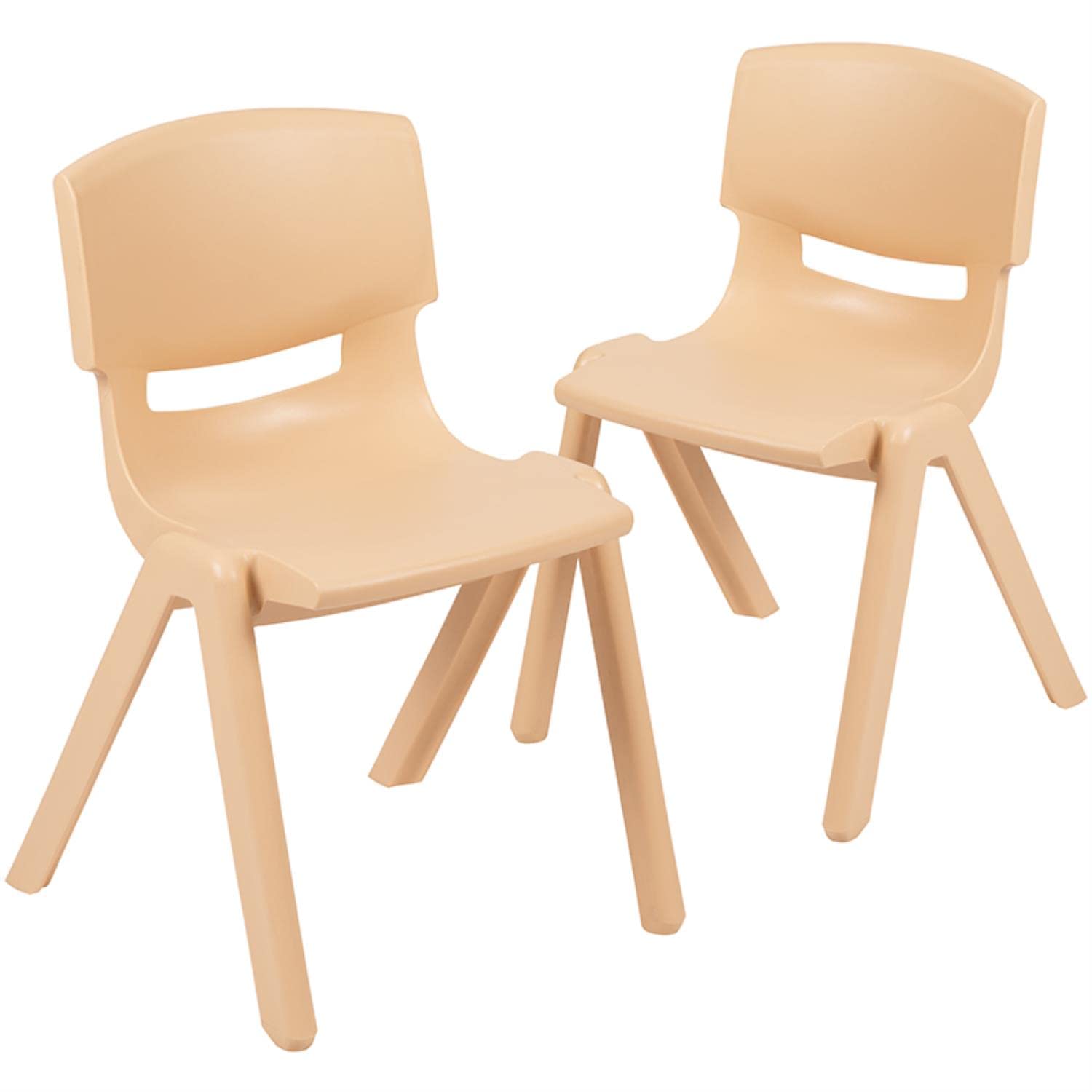 2 Pack Natural Plastic Stackable School Chair with 13.25 Seat Height
