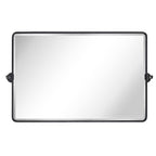 Tehome Horizontal Pivot Mirror Black Tilt Mirror For Bathroom Beveled Metal Framed Pivoting Rectangle Bathroom Mirror, 35X23''