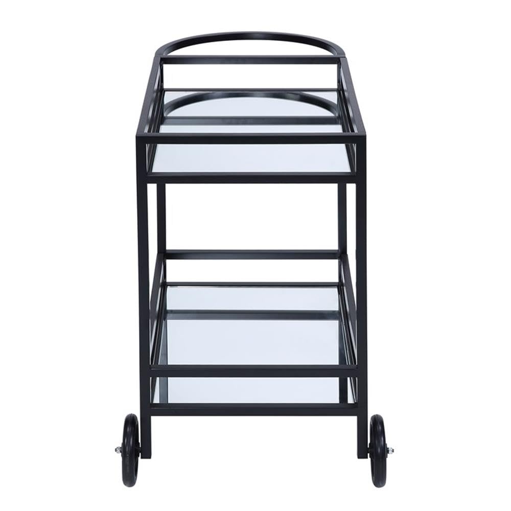 Acme Colson 2-Tier Mirrored Shelf Serving Cart with Casters in Black