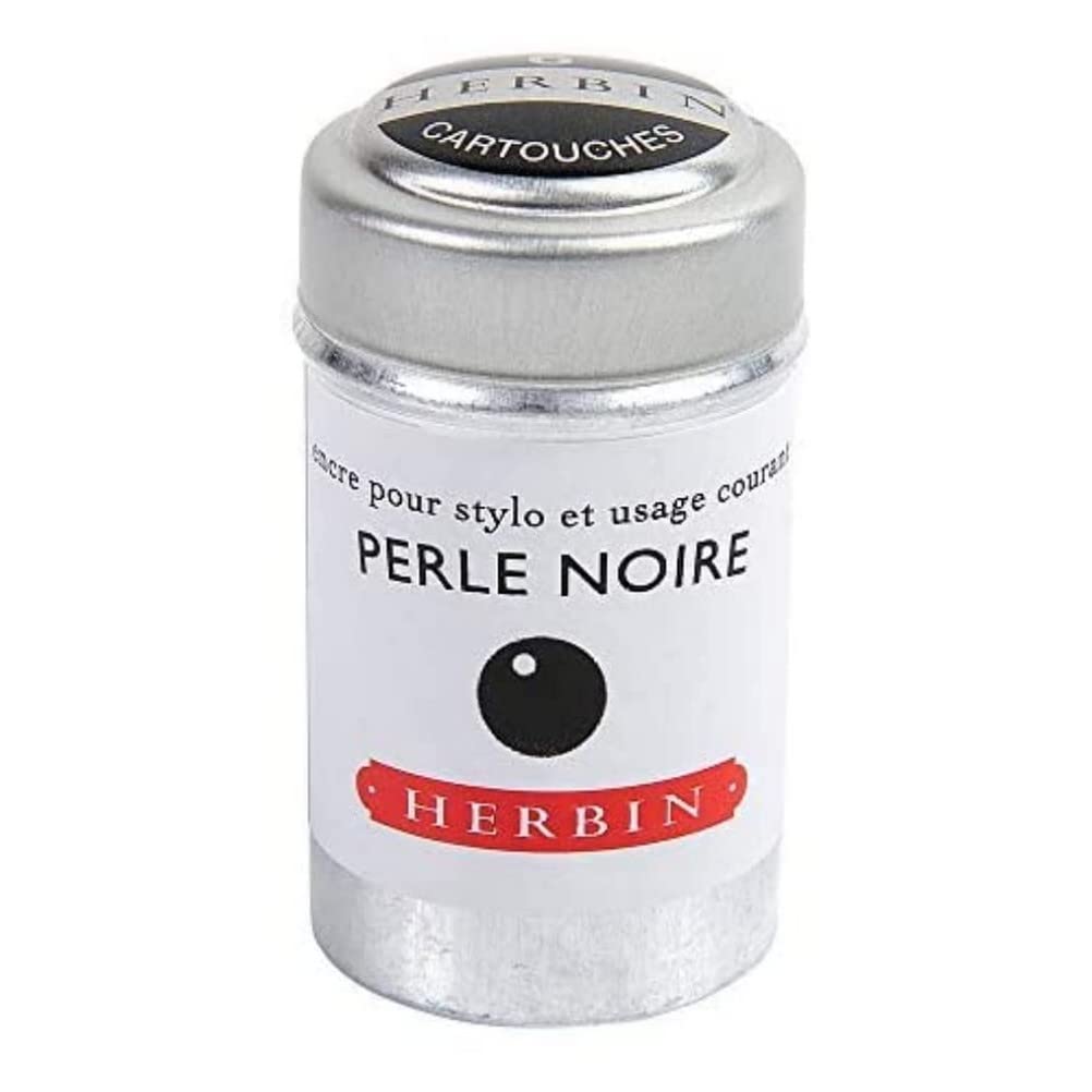 J. Herbin Fountain Pen Ink - 1 Tin Of 6 Cartridges - Perle Noire