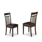 East West Furniture Capri Kitchen Dining Faux Leather Upholstered Wooden Chairs, Set of 2, Cappuccino